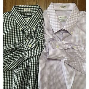 Peter Millar Lot Of 2 Men Crown Soft Long Sleeve Button Down Plaid Checkered XXL